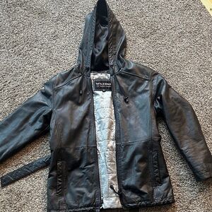 Wilsons vintage Leather women’s Black Hooded Jacket